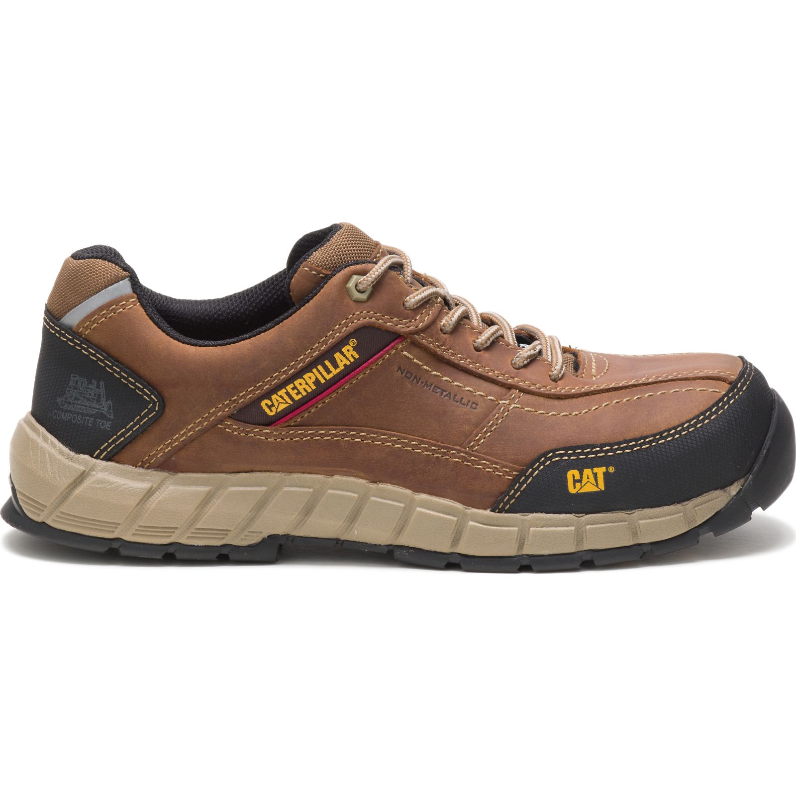 Men's Caterpillar Streamline Leather Composite Toe Trainers Brown Ireland FAIV83456